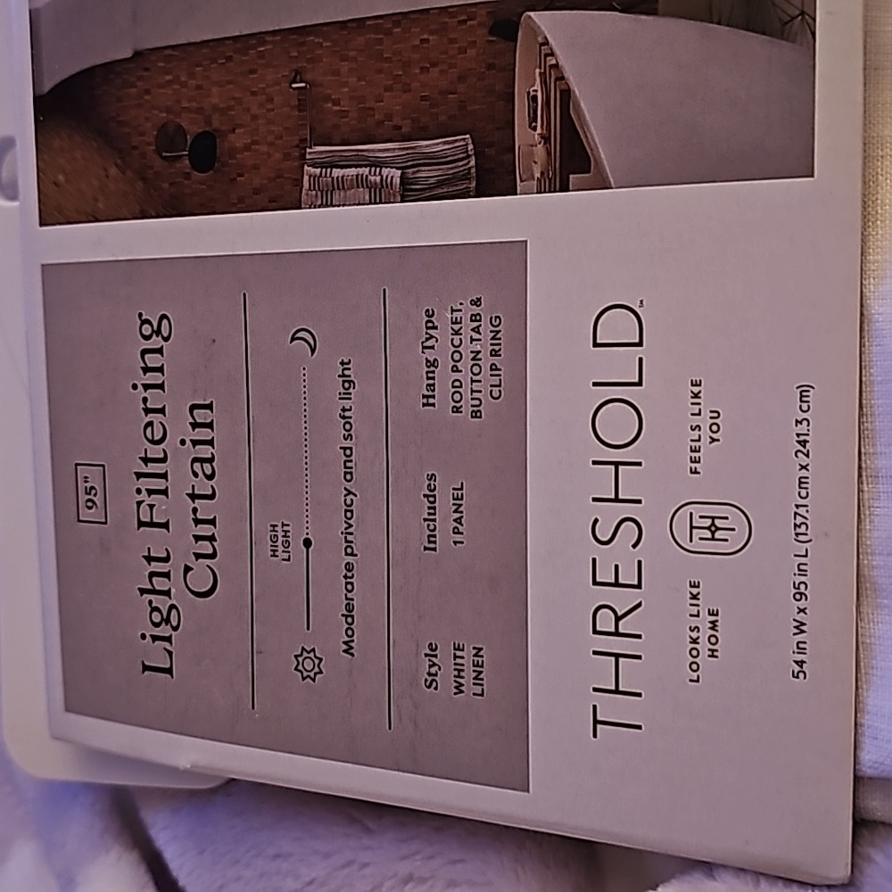 Threshold light filtering linen curtain white 54 x 95 - Picture 13 of 13
